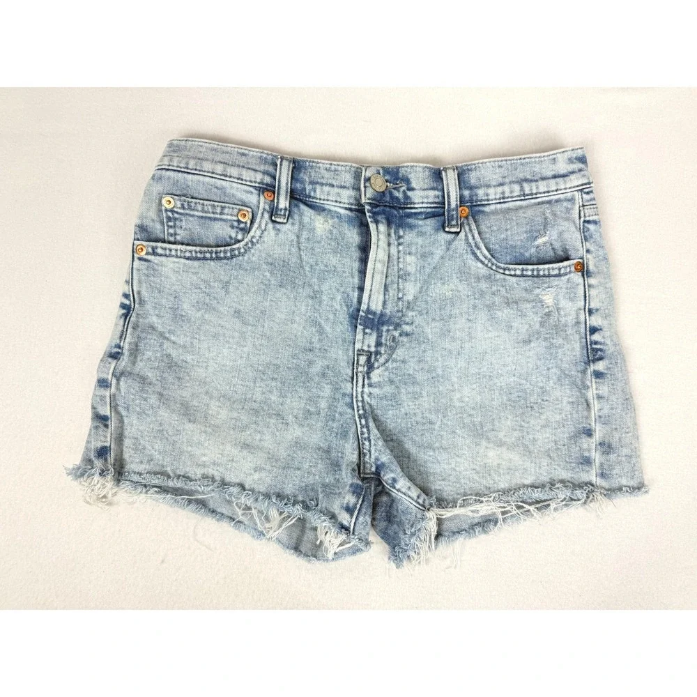 GAP Denim Shorts Women Size 29‎ 8P Light Wash High Rise Frayed Hem